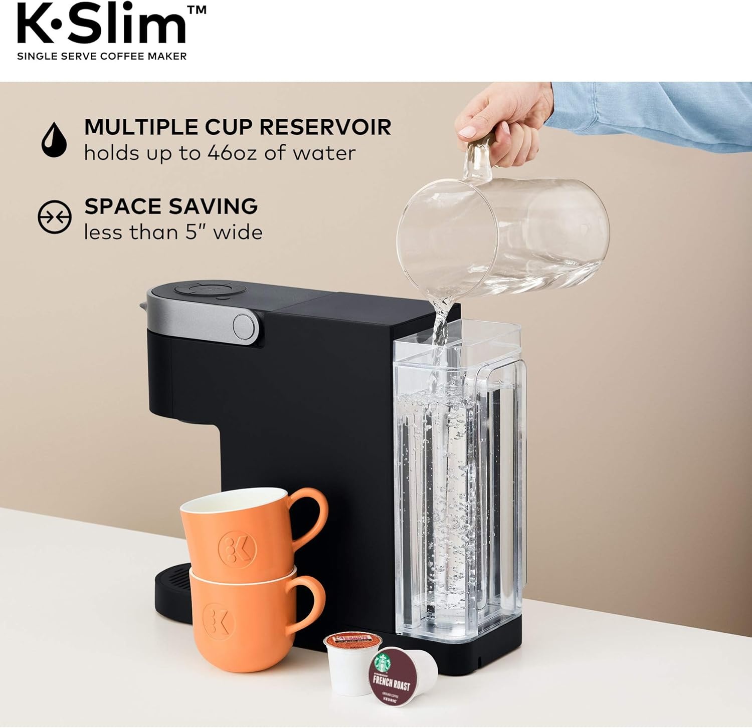 image:imageKeurig K Slim Single Serve KCup Pod Coffee Maker with 3 Brew Sizes Multistream Technology 46oz Removable Reservoir Scarlet RedBlack