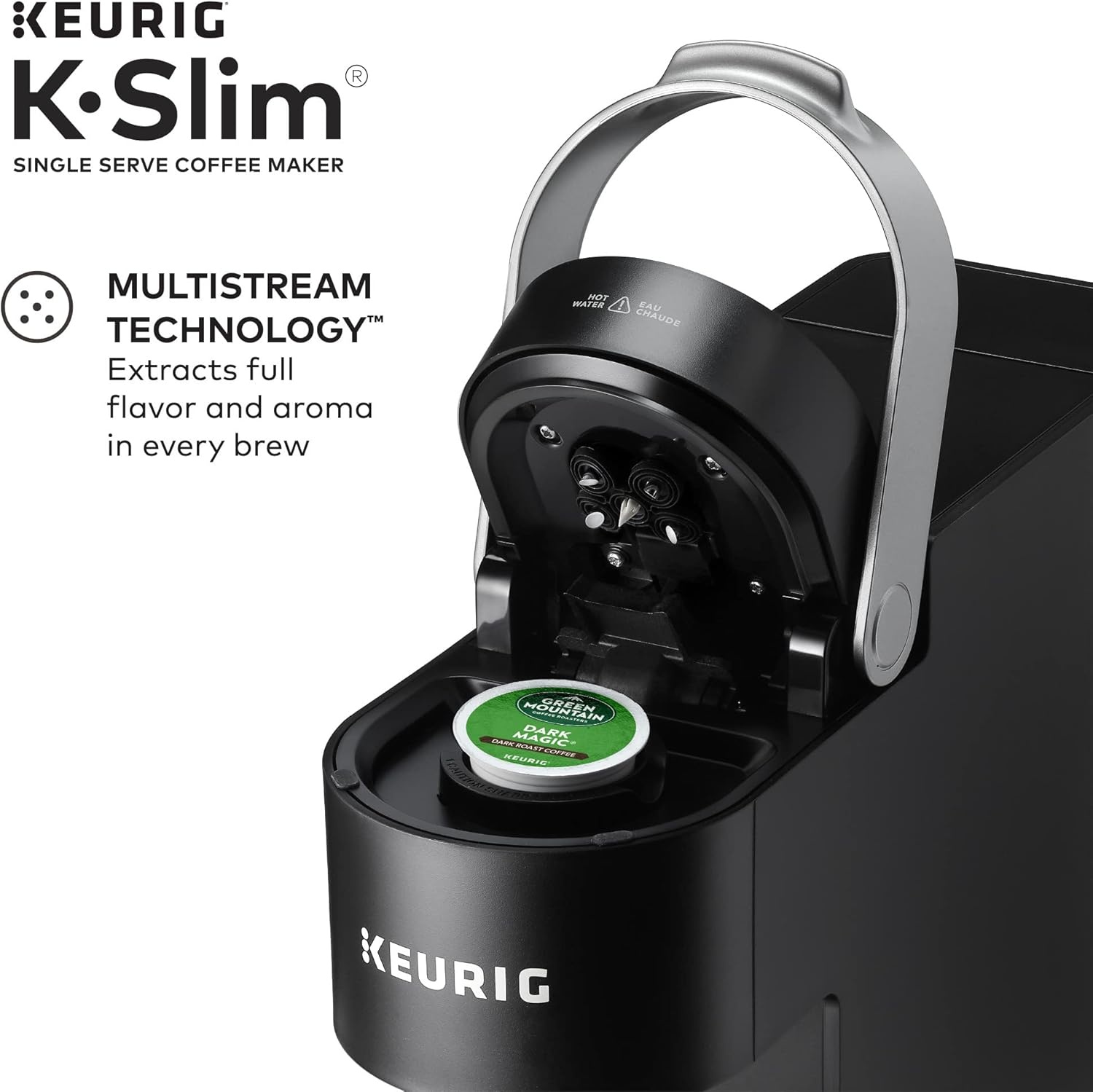image:imageKeurig K Slim Single Serve KCup Pod Coffee Maker with 3 Brew Sizes Multistream Technology 46oz Removable Reservoir Scarlet RedBlack