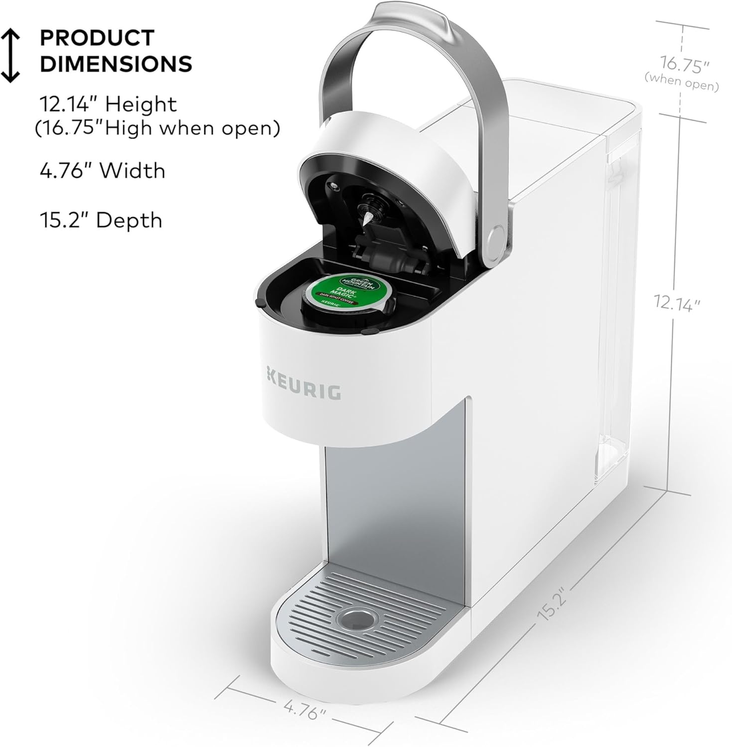 image:imageKeurig K Slim Single Serve KCup Pod Coffee Maker with 3 Brew Sizes Multistream Technology 46oz Removable Reservoir Scarlet RedWhite