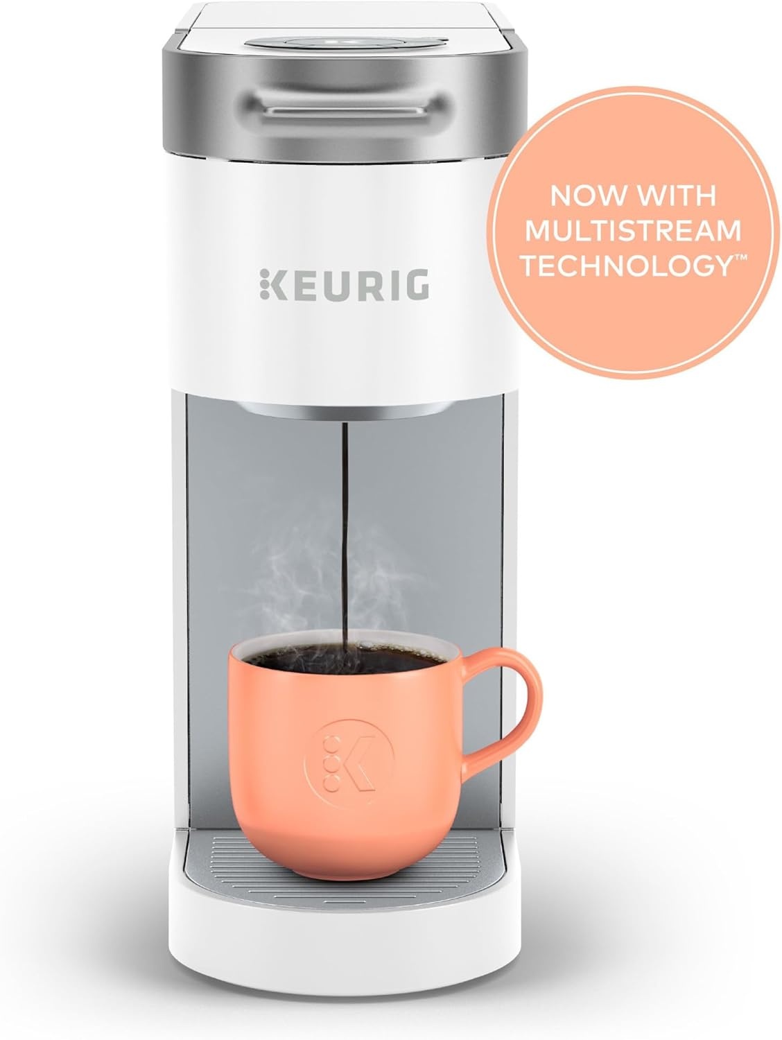 image:imageKeurig K Slim Single Serve KCup Pod Coffee Maker with 3 Brew Sizes Multistream Technology 46oz Removable Reservoir Scarlet RedWhite