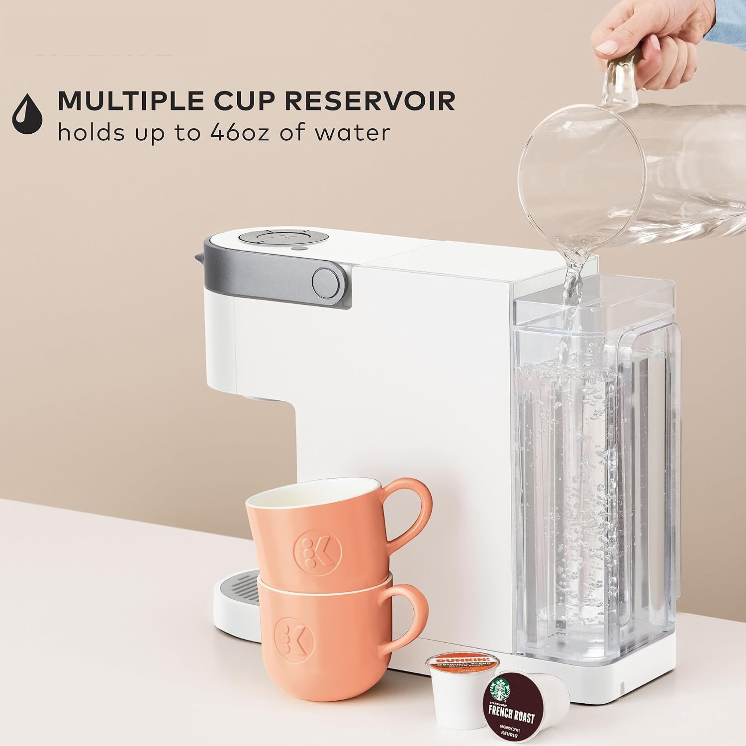 image:imageKeurig K Slim Single Serve KCup Pod Coffee Maker with 3 Brew Sizes Multistream Technology 46oz Removable Reservoir Scarlet RedWhite