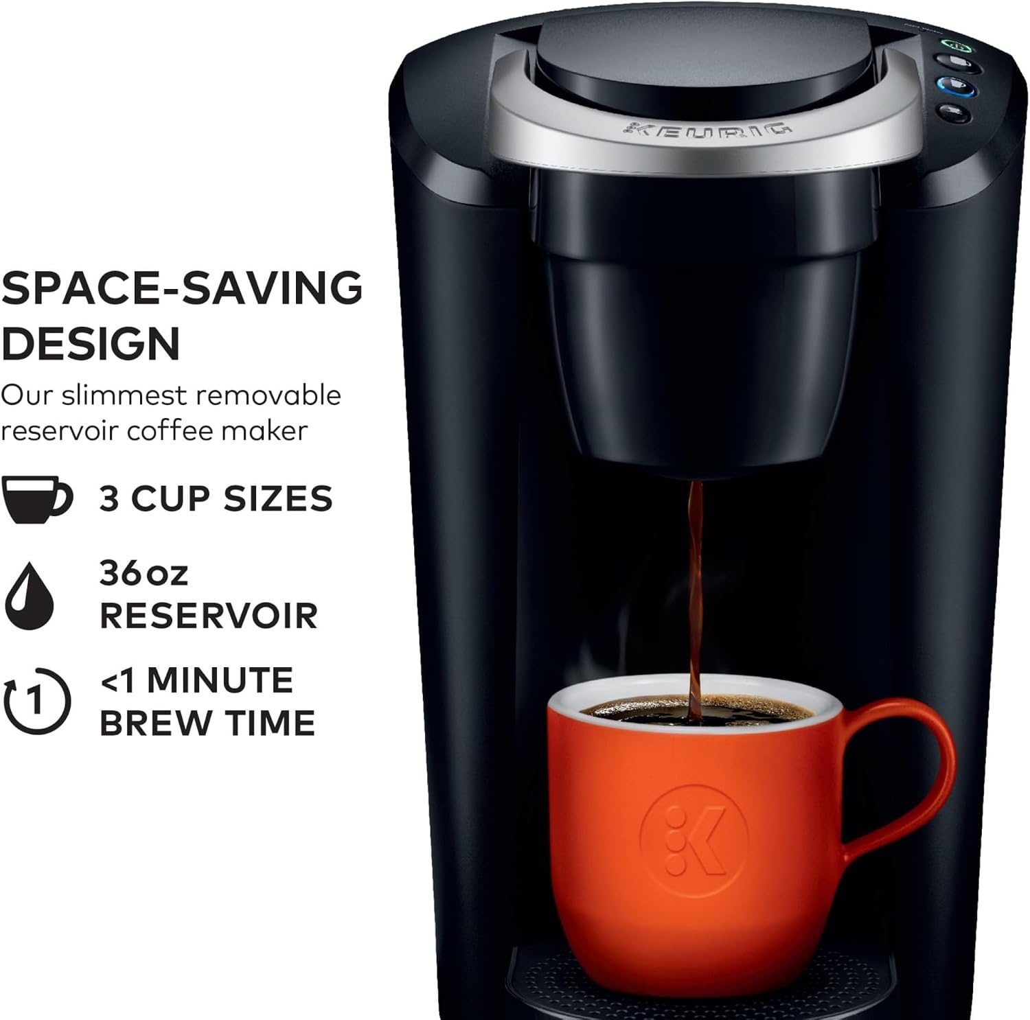 image:imageKeurig KCompact SingleServe KCup Pod Coffee Maker with 3 Brew Sizes Smart Start Feature 36oz Removable Reservoir BlackBlack