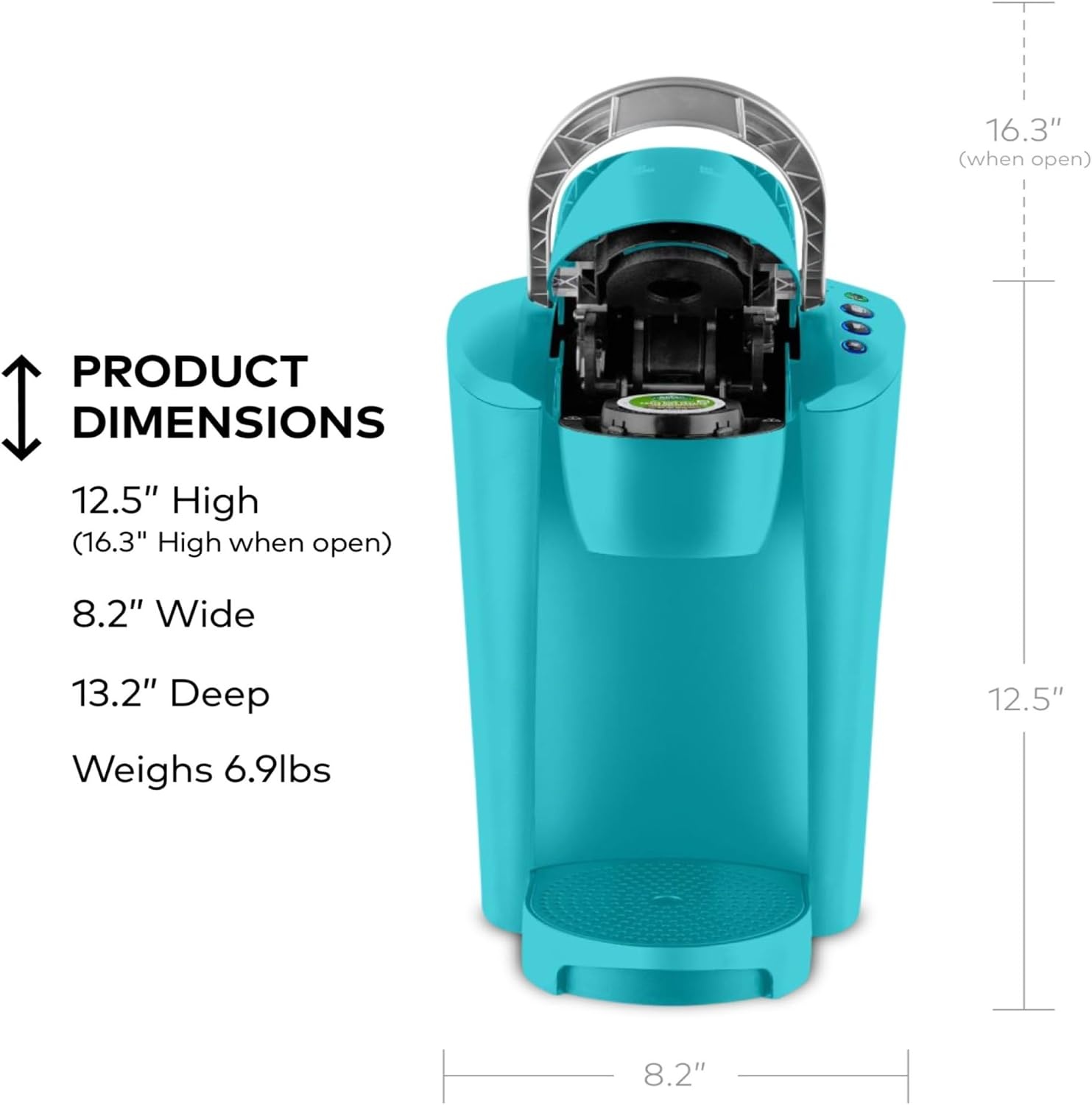 image:imageKeurig KCompact SingleServe KCup Pod Coffee Maker with 3 Brew Sizes Smart Start Feature 36oz Removable Reservoir BlackTurquoise