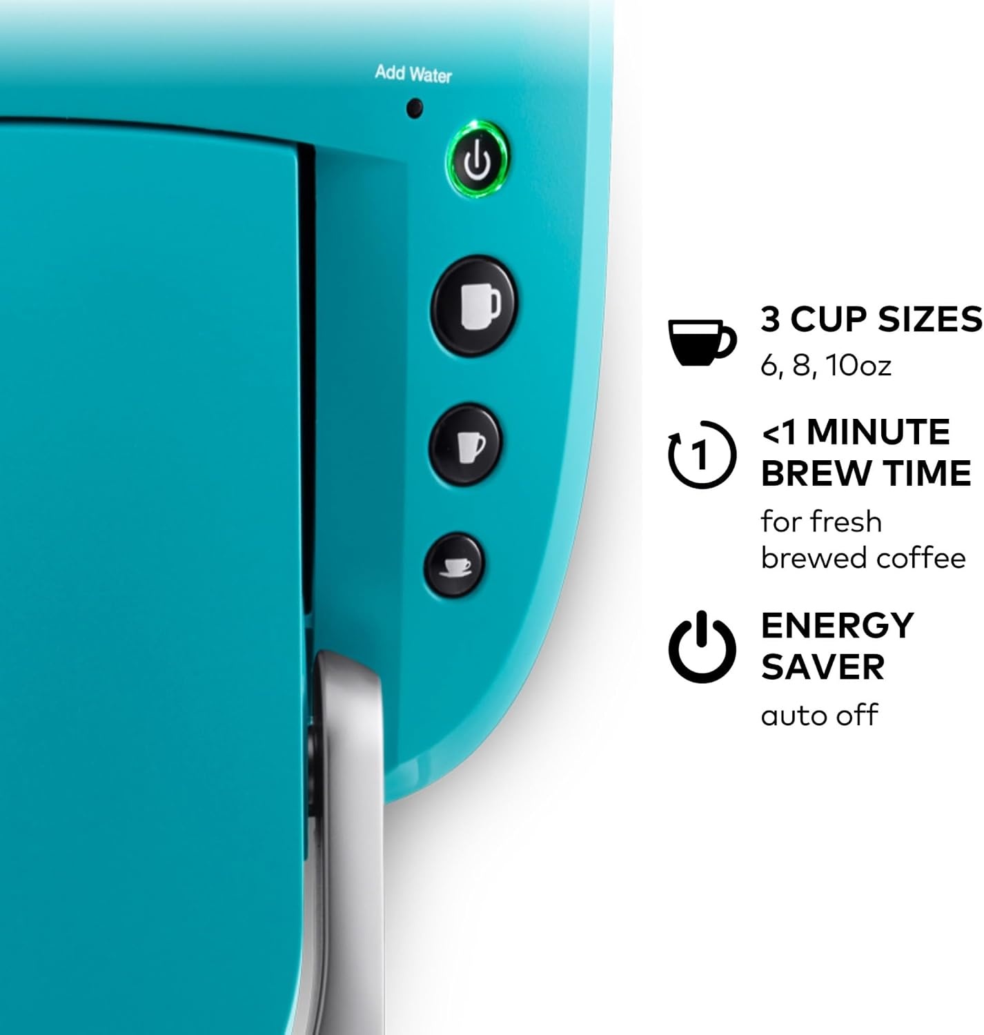 image:imageKeurig KCompact SingleServe KCup Pod Coffee Maker with 3 Brew Sizes Smart Start Feature 36oz Removable Reservoir BlackTurquoise