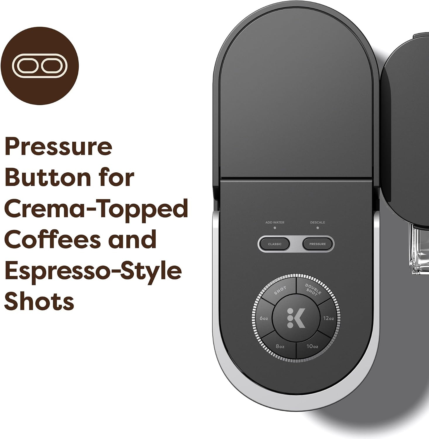 image:imageKeurig KCrema Single Serve KCup Pod Coffee Maker PressureInfusion ampamp MultiStream Technology Brews CremaTopped Coffee EspressoStyle Shots Classic Coffee Tea Cocoa 72 oz Removable Reservoir
