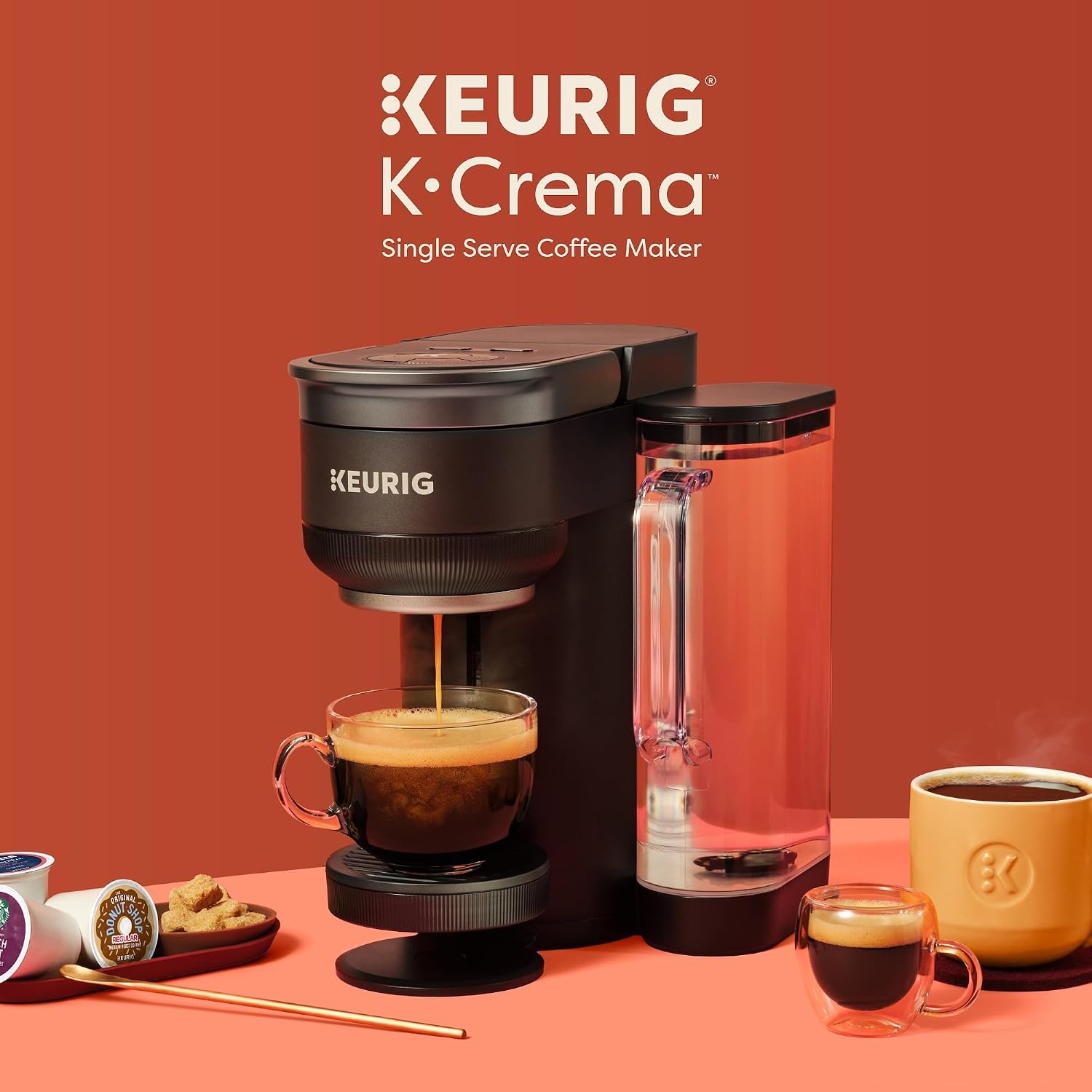 image:imageKeurig KCrema Single Serve KCup Pod Coffee Maker PressureInfusion ampamp MultiStream Technology Brews CremaTopped Coffee EspressoStyle Shots Classic Coffee Tea Cocoa 72 oz Removable Reservoir