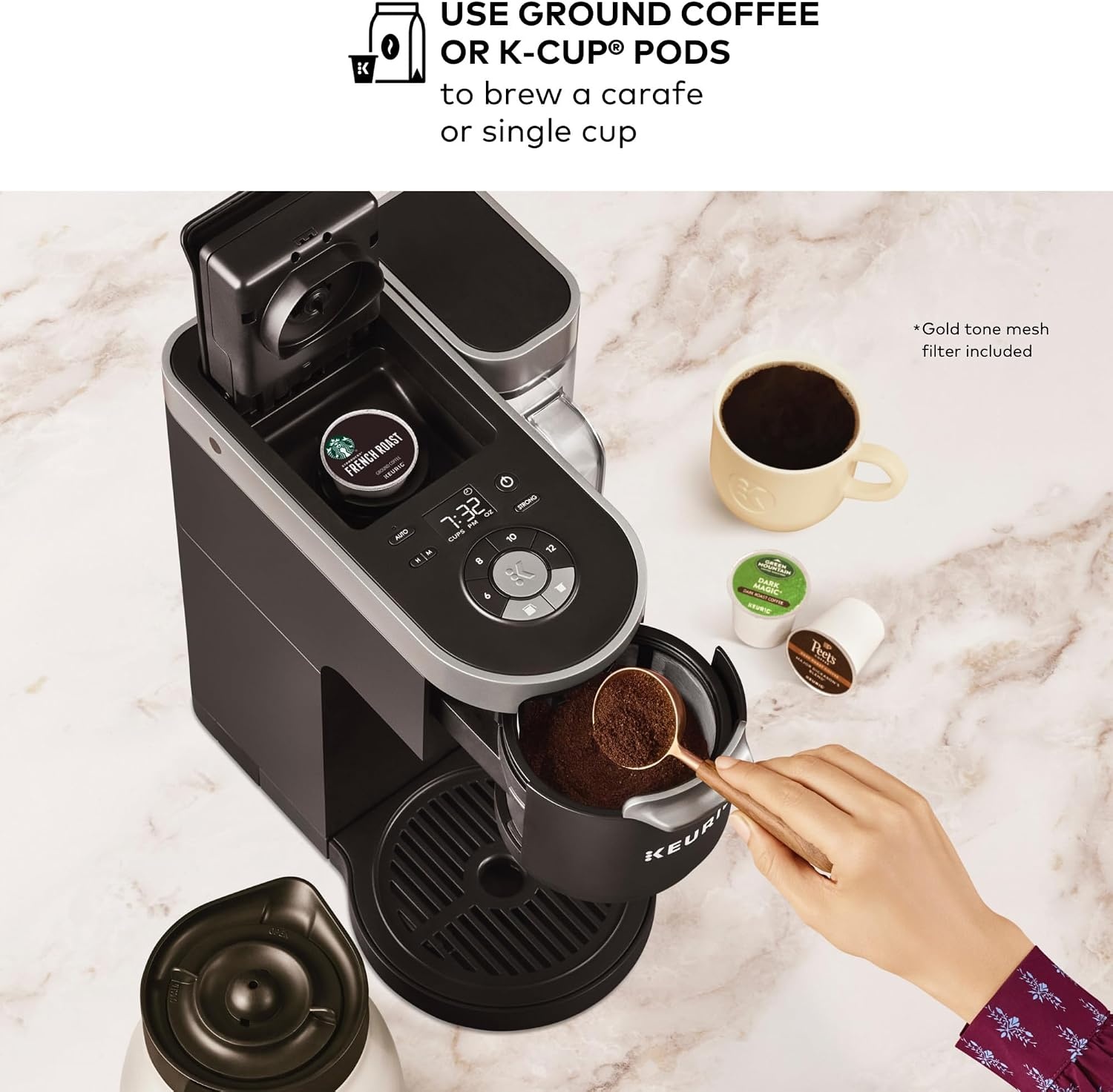 image:imageKeurig KDuo Plus Single Serve ampamp Carafe Coffee Maker MultiPosition 60oz Removable Reservoir Programmable Auto Brew Carafe Black