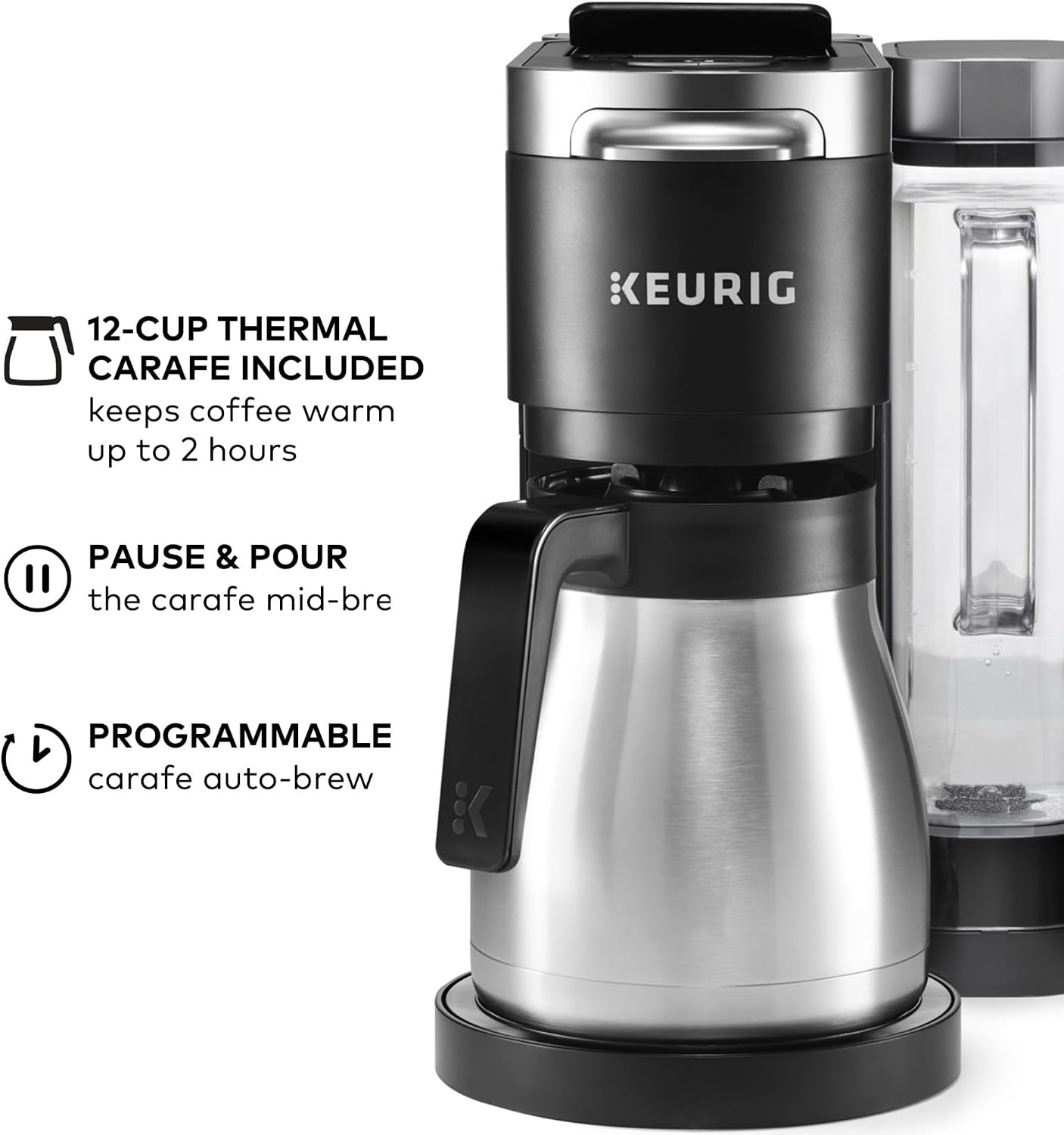 image:imageKeurig KDuo Plus Single Serve ampamp Carafe Coffee Maker MultiPosition 60oz Removable Reservoir Programmable Auto Brew Carafe Black