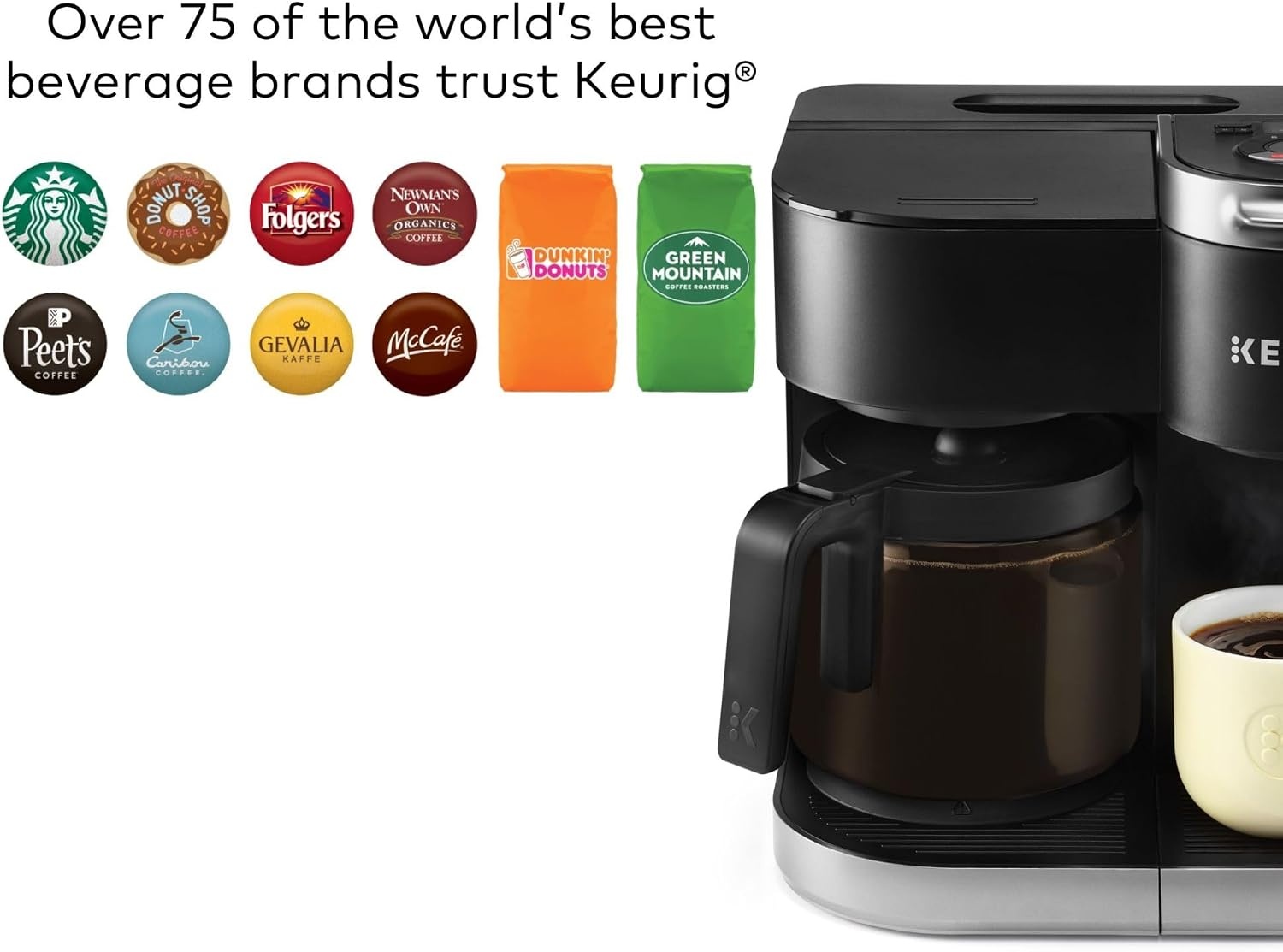 image:imageKeurig KDuo Single Serve KCup Pod ampamp Carafe Coffee Maker with Multiple Brew Sizes 60oz Removable Reservoir Programmable Auto Brew Carafe Gen 1 Black