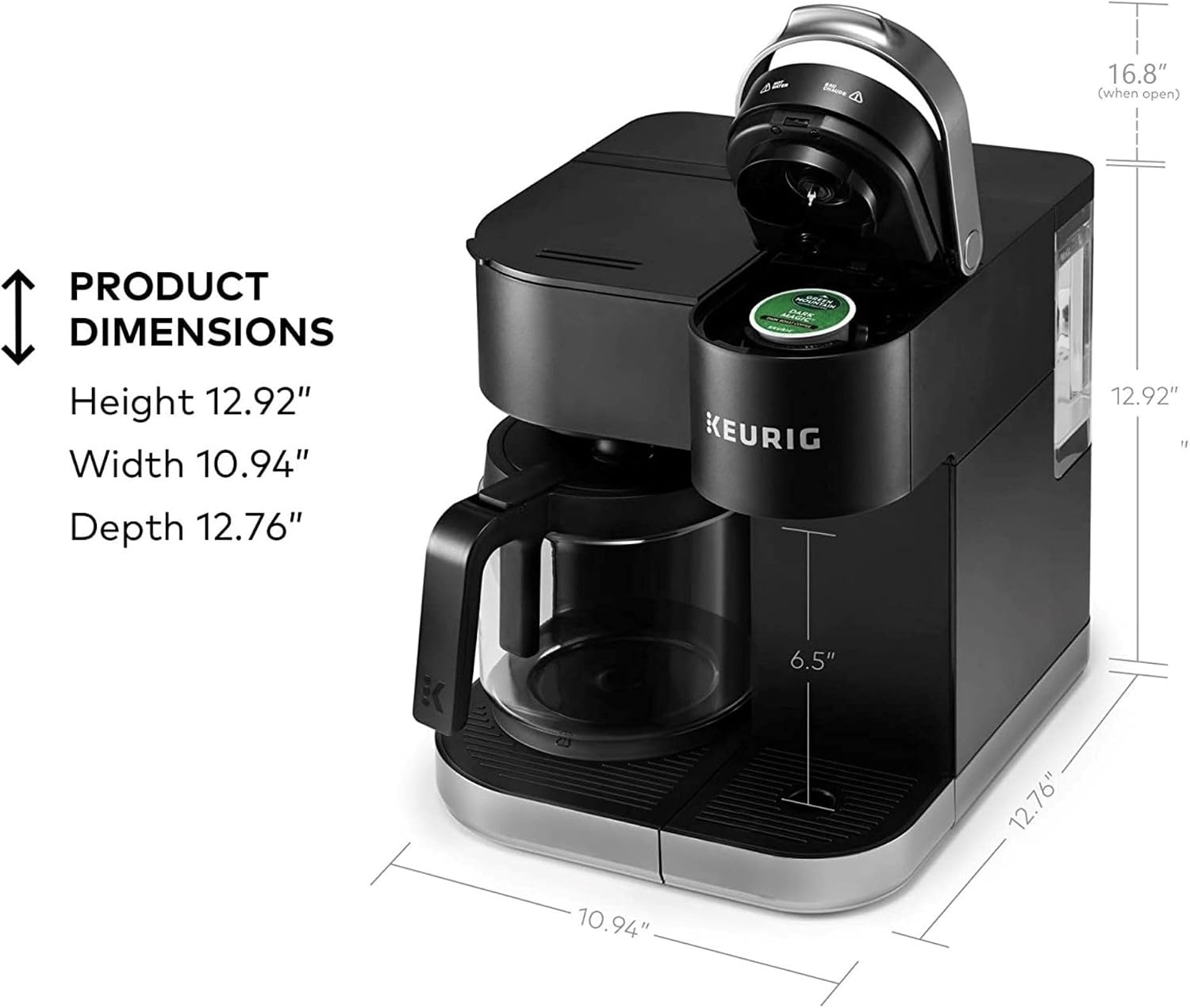image:imageKeurig KDuo Single Serve KCup Pod ampamp Carafe Coffee Maker with Multiple Brew Sizes 60oz Removable Reservoir Programmable Auto Brew Carafe Gen 1 Black
