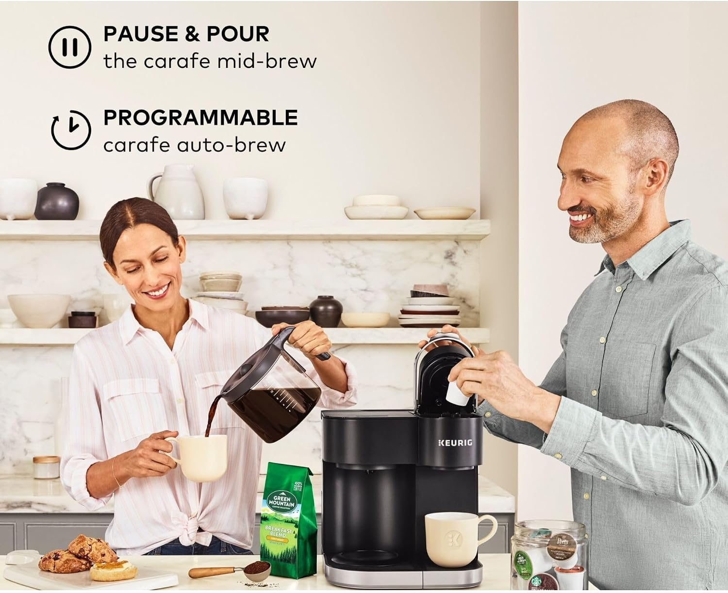 image:imageKeurig KDuo Single Serve KCup Pod ampamp Carafe Coffee Maker with Multiple Brew Sizes 60oz Removable Reservoir Programmable Auto Brew Carafe Gen 1 Black