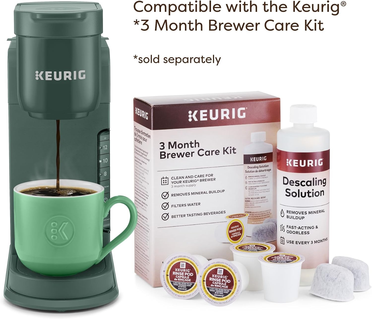 image:imageKeurig KExpress Single Serve Coffee Maker Strong Brew Option 42oz Reservoir Sleek Design for Holiday Hosting ampamp Gifting Warm StoneEvergreen