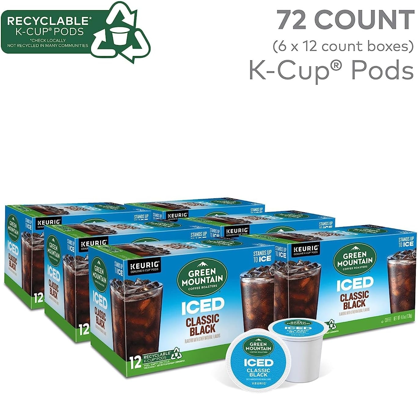 image:imageKeurig KIced Coffee Maker Single Serve KCup Pod Iced Coffee Maker and Green Mountain Coffee Roasters Brew Over Ice Classic Black Single Serve Keurig KCup Pods 72 count