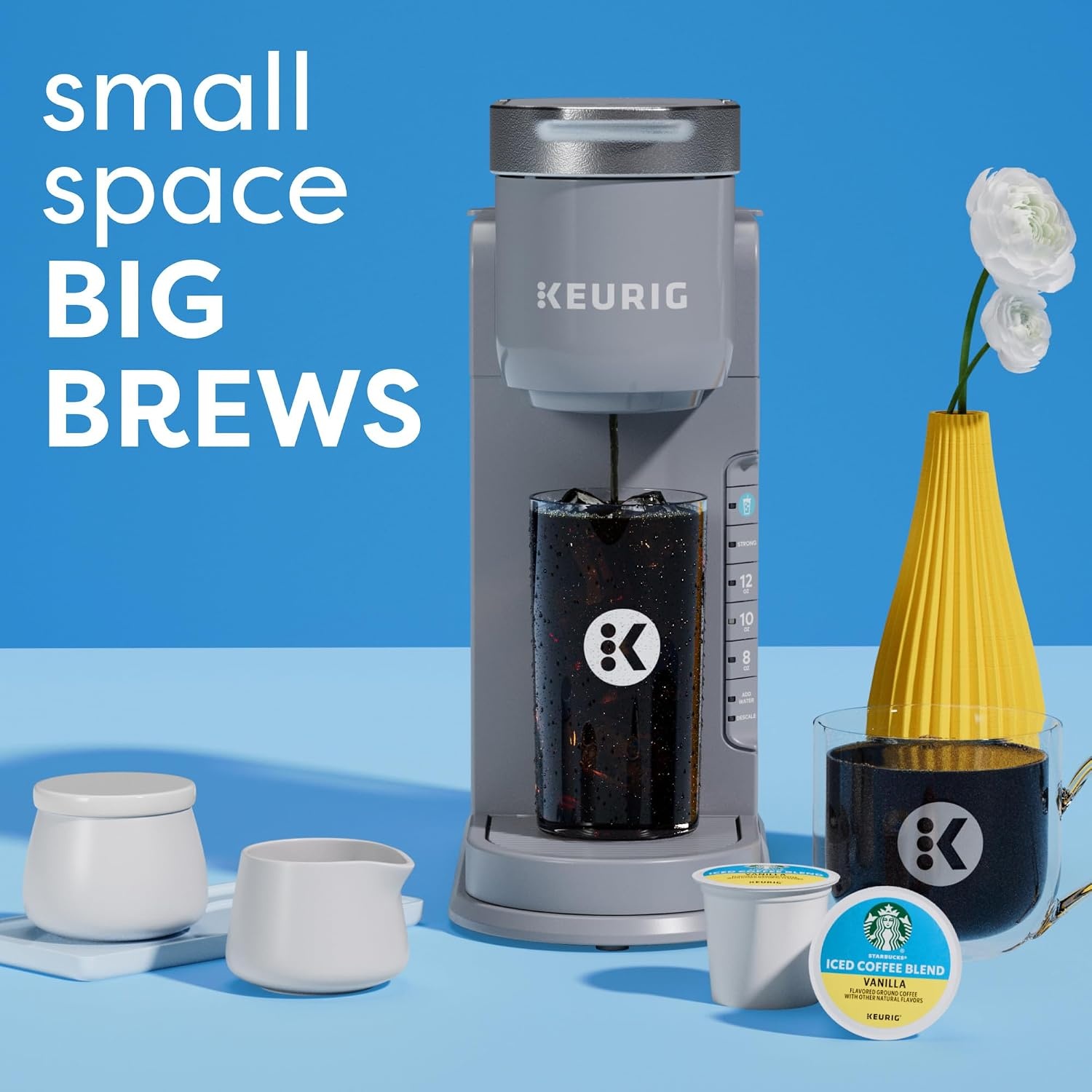image:imageKeurig KIced Single Serve Coffee Maker Brew Over Ice Button Compact Design Perfect Holiday Gift for Iced Coffee Lovers WhiteGray