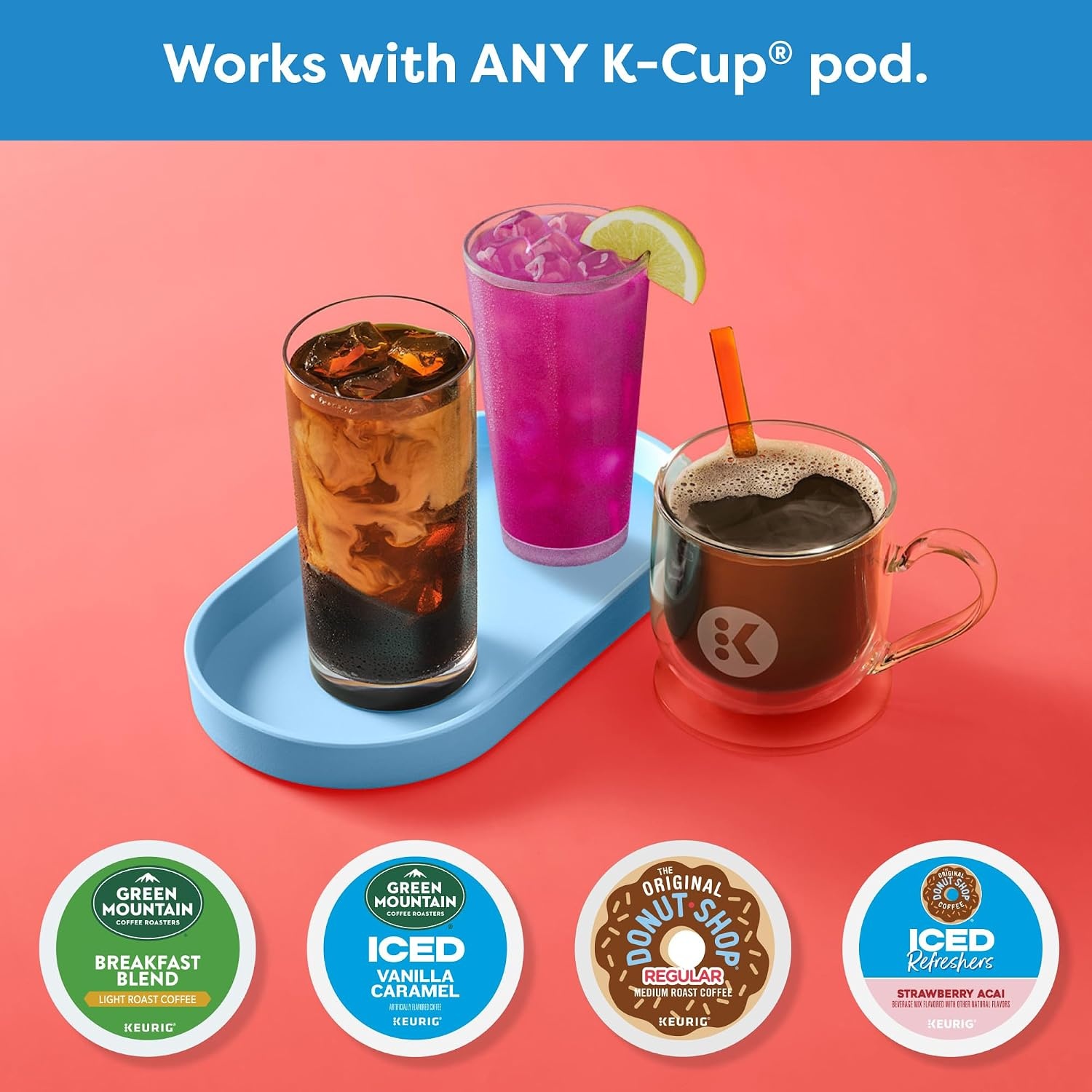 image:imageKeurig KIced Single Serve Coffee Maker Brew Over Ice Button Compact Design Perfect Holiday Gift for Iced Coffee Lovers WhiteGray