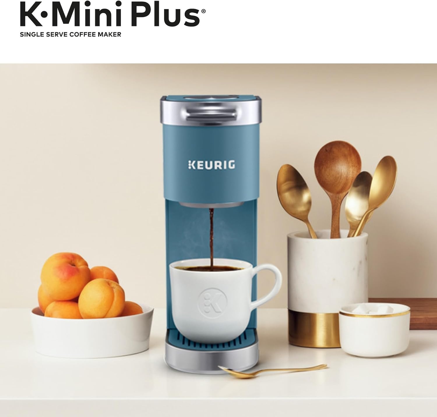image:imageKeurig KMini Plus Single Serve KCup Pod Coffee Maker with 6 to 12oz Brew Size Stores up to 9 KCup Pods Travel Mug Friendly Cardinal RedEvening Teal