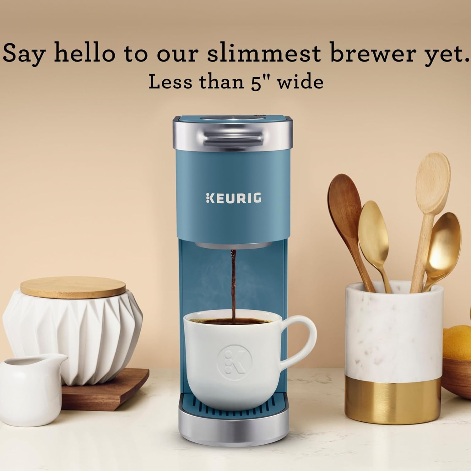 image:imageKeurig KMini Plus Single Serve KCup Pod Coffee Maker with 6 to 12oz Brew Size Stores up to 9 KCup Pods Travel Mug Friendly Cardinal RedEvening Teal