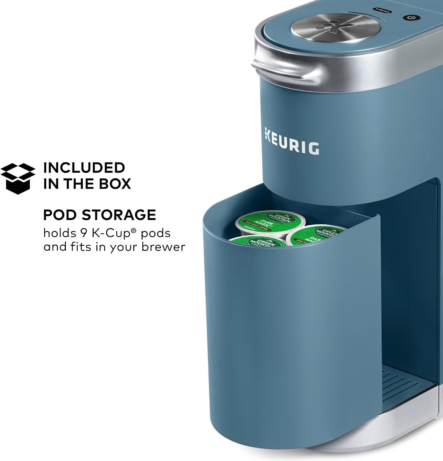 image:imageKeurig KMini Plus Single Serve KCup Pod Coffee Maker with 6 to 12oz Brew Size Stores up to 9 KCup Pods Travel Mug Friendly Cardinal RedEvening Teal