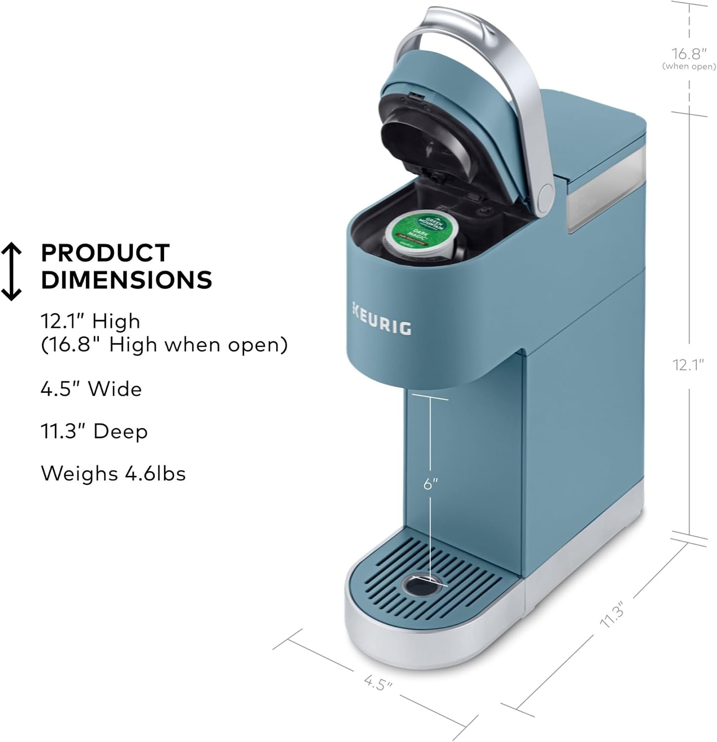 image:imageKeurig KMini Plus Single Serve KCup Pod Coffee Maker with 6 to 12oz Brew Size Stores up to 9 KCup Pods Travel Mug Friendly Cardinal RedEvening Teal