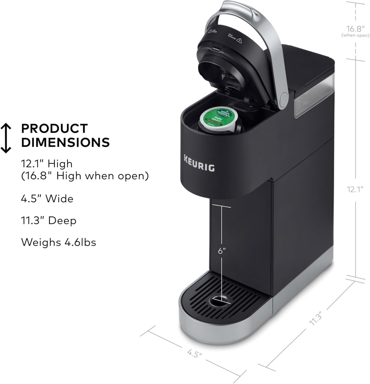 image:imageKeurig KMini Plus Single Serve KCup Pod Coffee Maker with 6 to 12oz Brew Size Stores up to 9 KCup Pods Travel Mug Friendly Cardinal RedMatte Black