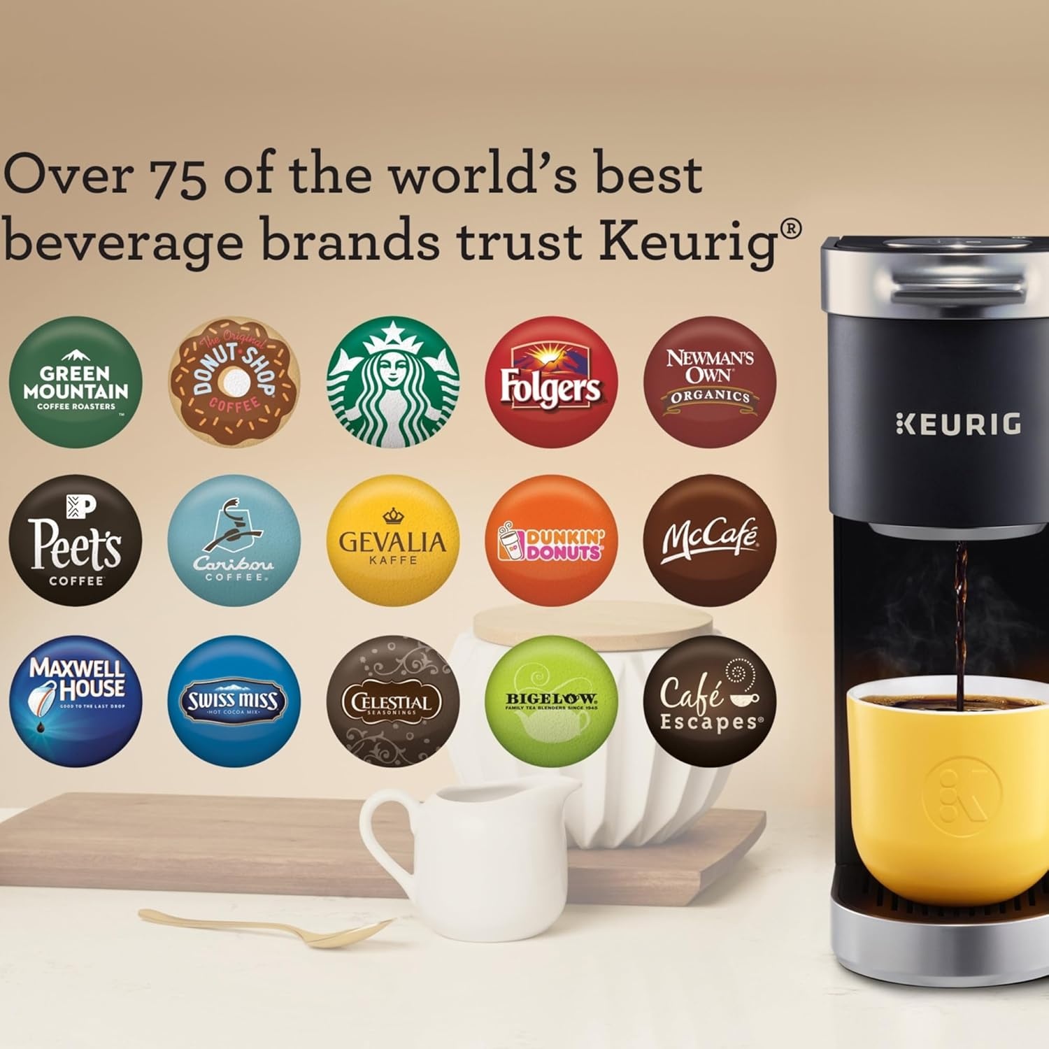 image:imageKeurig KMini Plus Single Serve KCup Pod Coffee Maker with 6 to 12oz Brew Size Stores up to 9 KCup Pods Travel Mug Friendly Cardinal RedMatte Black