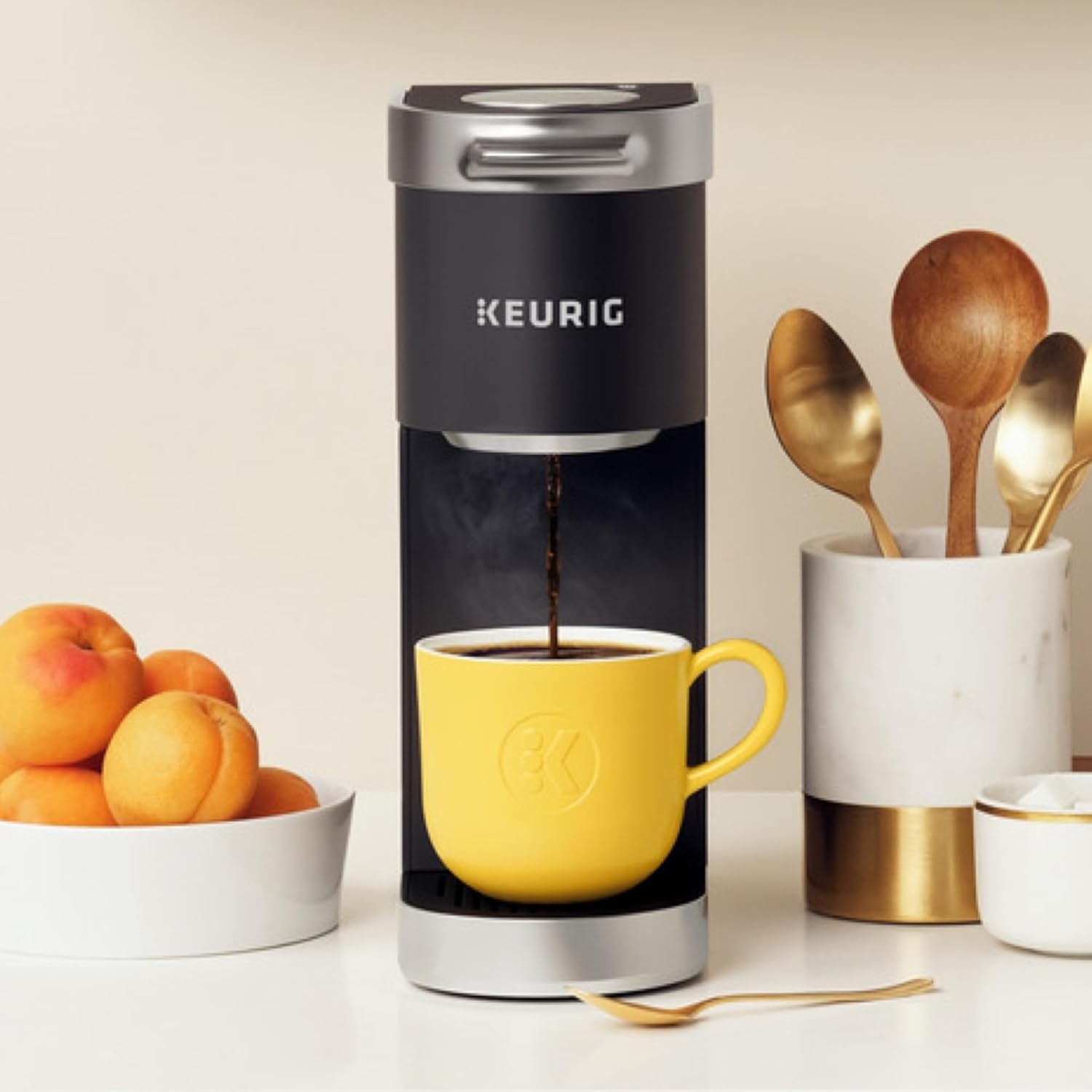 image:imageKeurig KMini Plus Single Serve KCup Pod Coffee Maker with 6 to 12oz Brew Size Stores up to 9 KCup Pods Travel Mug Friendly Cardinal RedMatte Black
