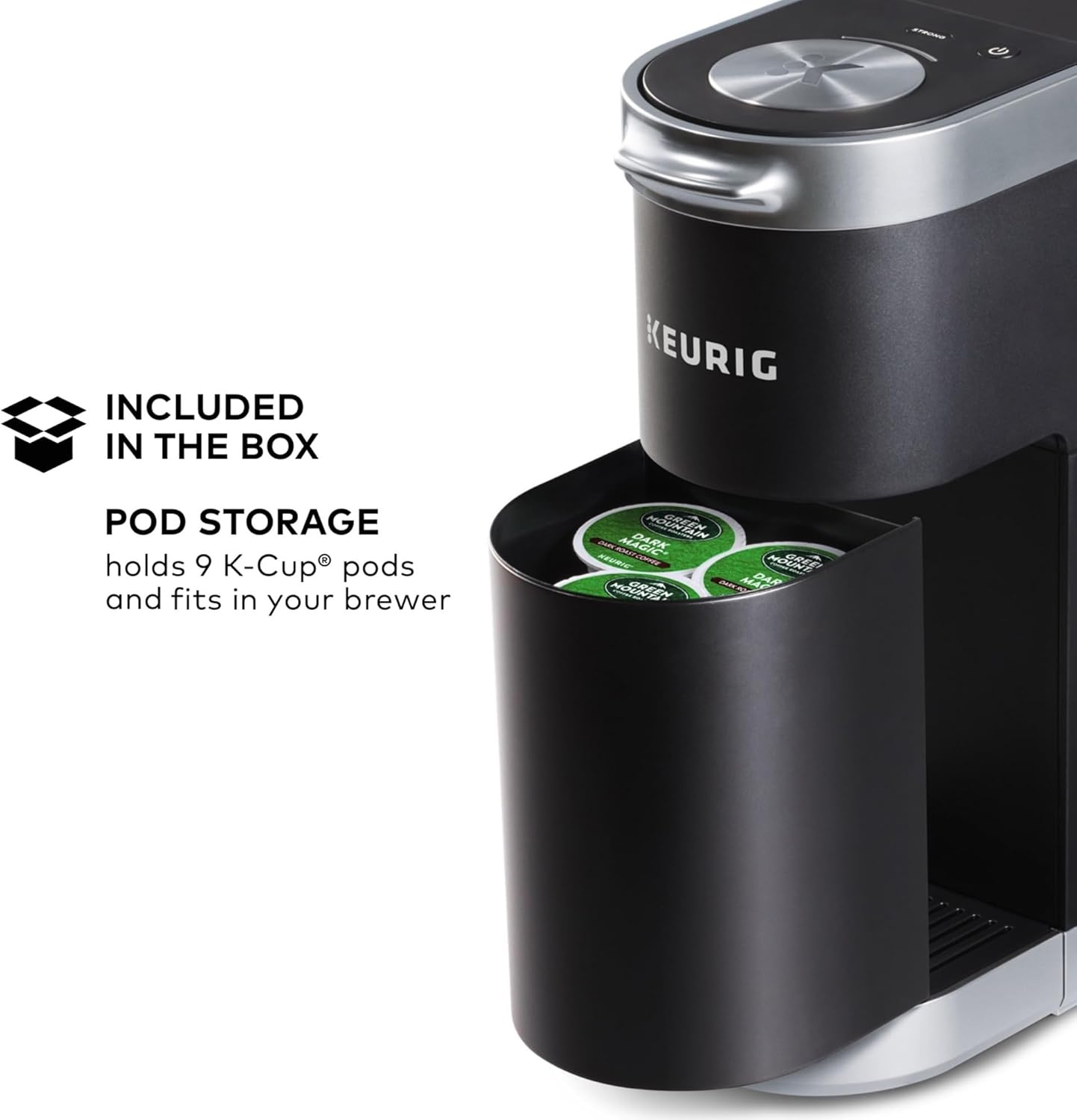 image:imageKeurig KMini Plus Single Serve KCup Pod Coffee Maker with 6 to 12oz Brew Size Stores up to 9 KCup Pods Travel Mug Friendly Cardinal RedMatte Black