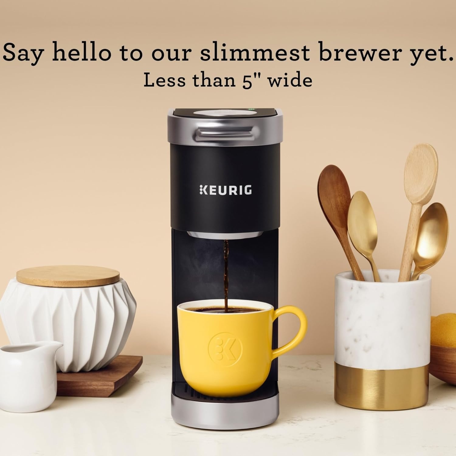 image:imageKeurig KMini Plus Single Serve KCup Pod Coffee Maker with 6 to 12oz Brew Size Stores up to 9 KCup Pods Travel Mug Friendly Cardinal RedMatte Black