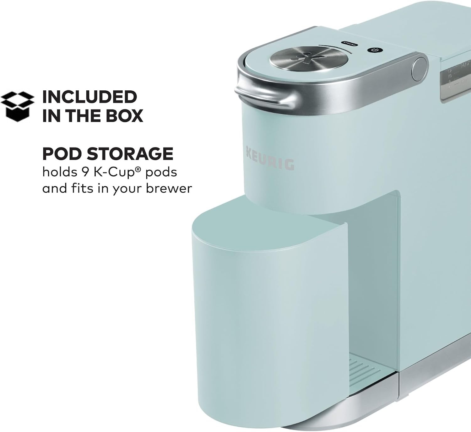 image:imageKeurig KMini Plus Single Serve KCup Pod Coffee Maker with 6 to 12oz Brew Size Stores up to 9 KCup Pods Travel Mug Friendly Cardinal RedMisty Green