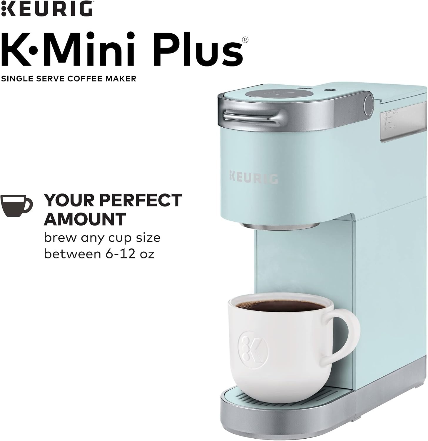 image:imageKeurig KMini Plus Single Serve KCup Pod Coffee Maker with 6 to 12oz Brew Size Stores up to 9 KCup Pods Travel Mug Friendly Cardinal RedMisty Green