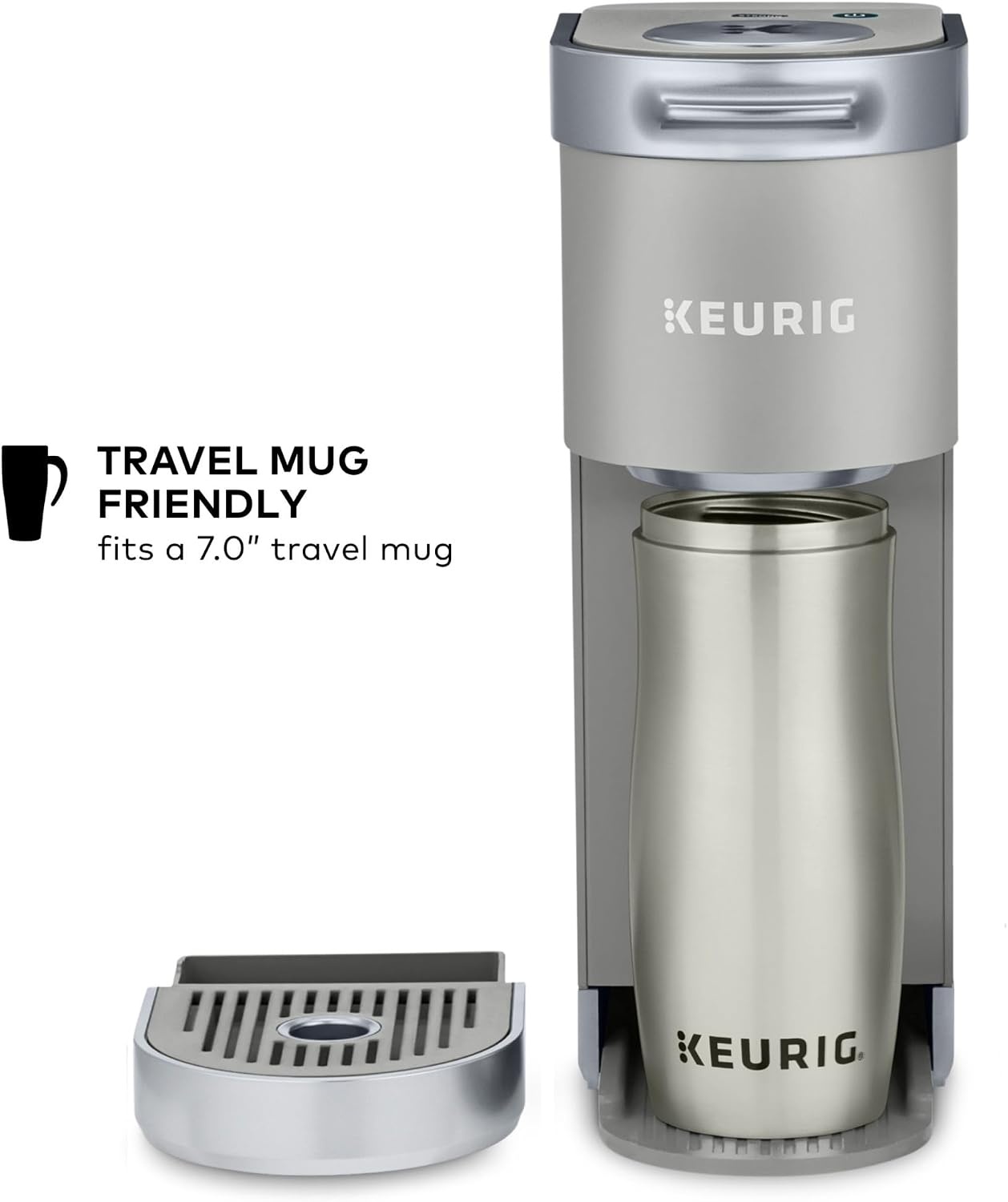 image:imageKeurig KMini Plus Single Serve KCup Pod Coffee Maker with 6 to 12oz Brew Size Stores up to 9 KCup Pods Travel Mug Friendly Cardinal RedStudio Gray