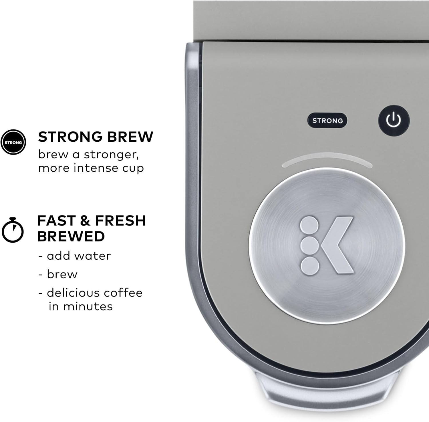 image:imageKeurig KMini Plus Single Serve KCup Pod Coffee Maker with 6 to 12oz Brew Size Stores up to 9 KCup Pods Travel Mug Friendly Cardinal RedStudio Gray