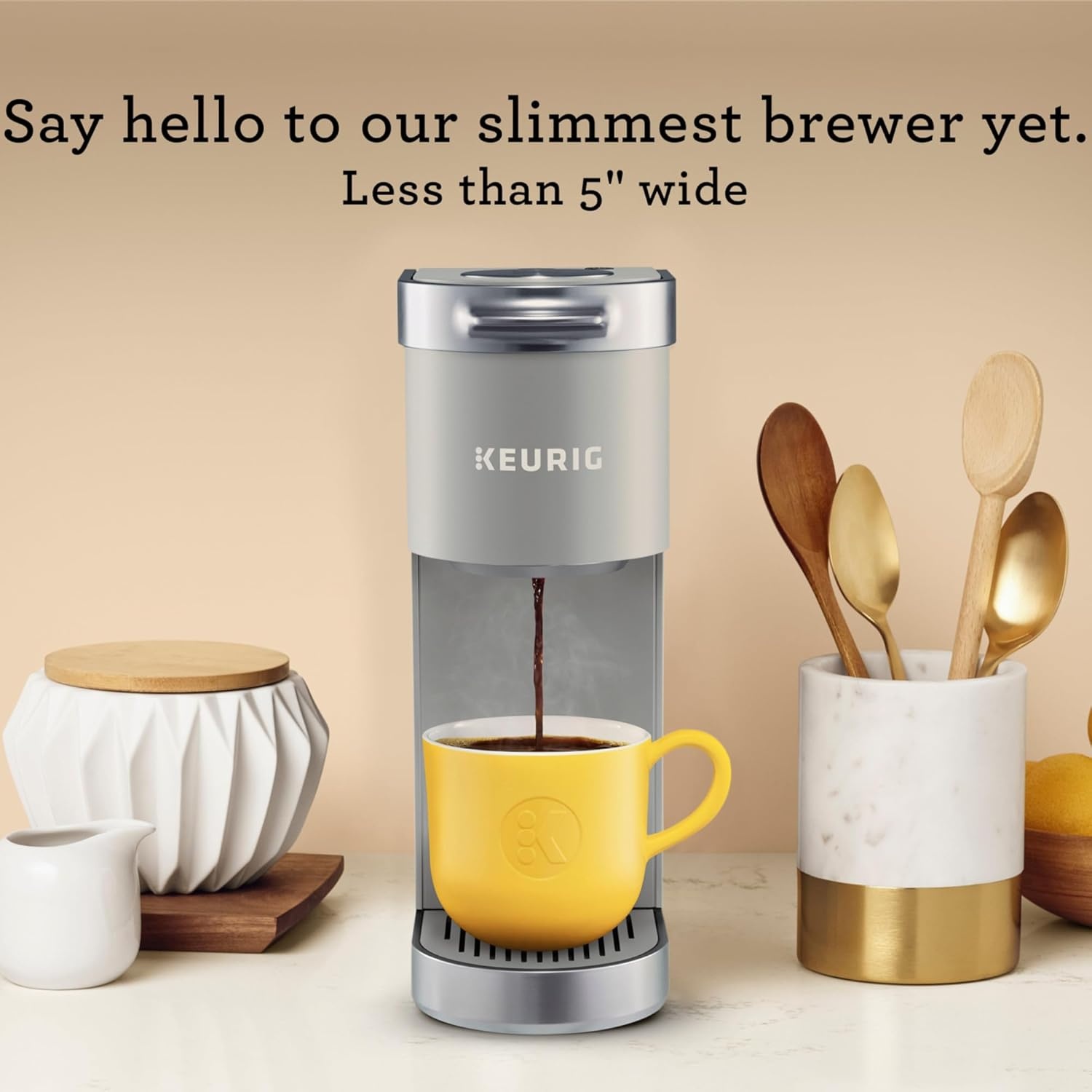 image:imageKeurig KMini Plus Single Serve KCup Pod Coffee Maker with 6 to 12oz Brew Size Stores up to 9 KCup Pods Travel Mug Friendly Cardinal RedStudio Gray