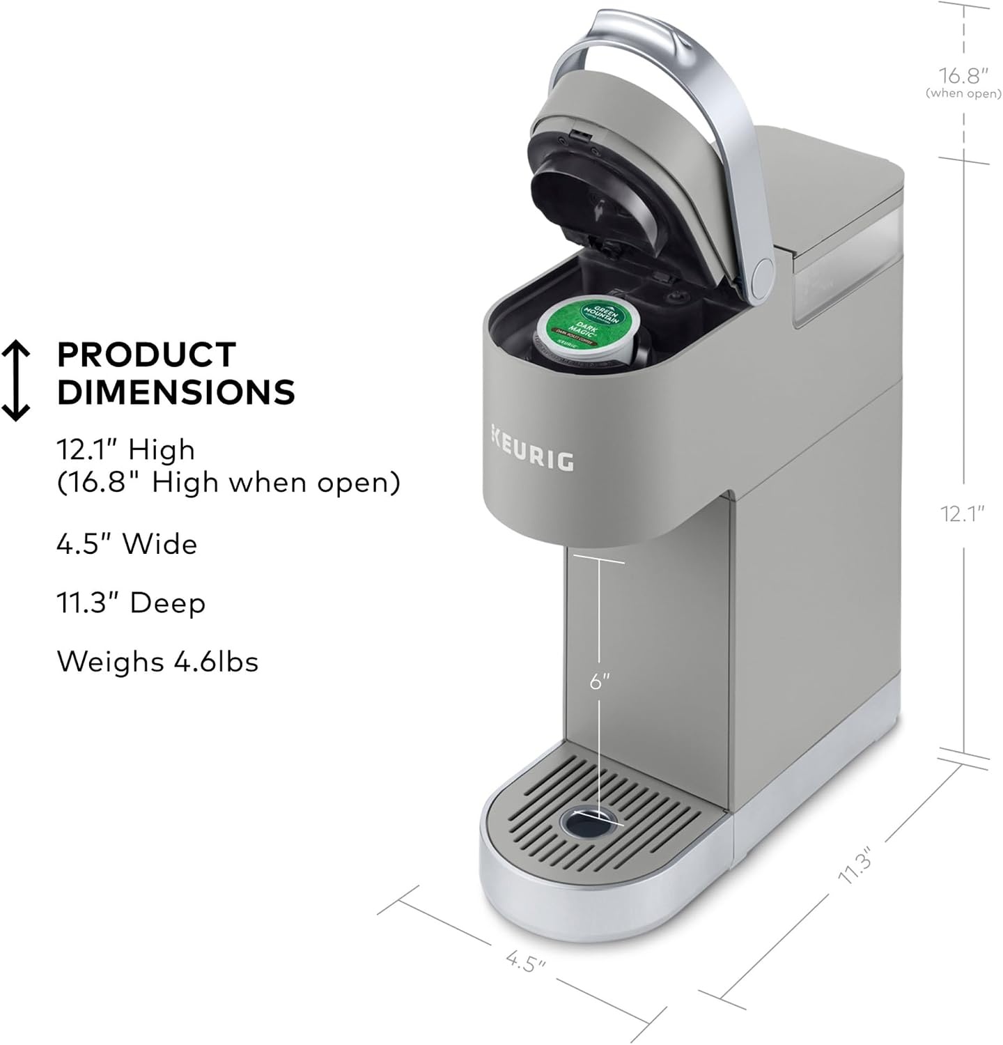 image:imageKeurig KMini Plus Single Serve KCup Pod Coffee Maker with 6 to 12oz Brew Size Stores up to 9 KCup Pods Travel Mug Friendly Cardinal RedStudio Gray