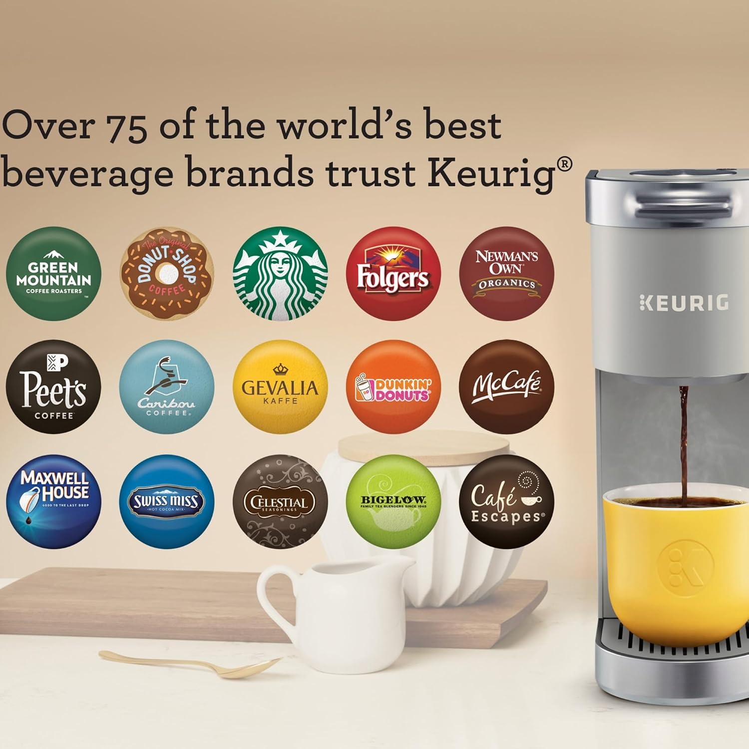 image:imageKeurig KMini Plus Single Serve KCup Pod Coffee Maker with 6 to 12oz Brew Size Stores up to 9 KCup Pods Travel Mug Friendly Cardinal RedStudio Gray