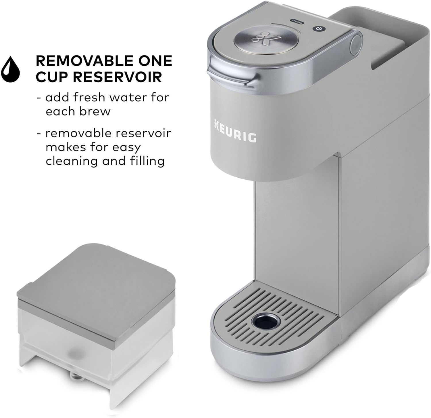 image:imageKeurig KMini Plus Single Serve KCup Pod Coffee Maker with 6 to 12oz Brew Size Stores up to 9 KCup Pods Travel Mug Friendly Cardinal RedStudio Gray
