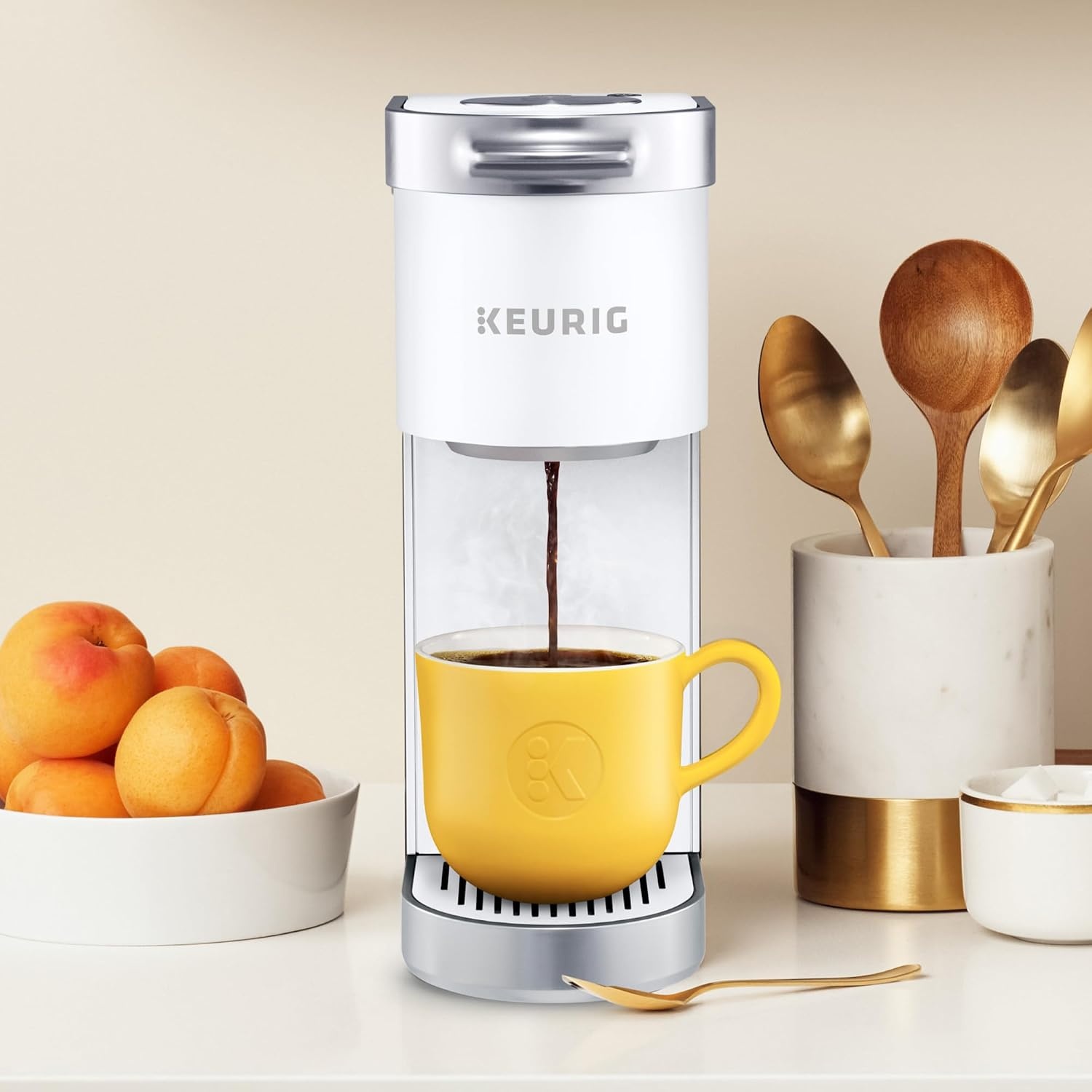image:imageKeurig KMini Plus Single Serve KCup Pod Coffee Maker with 6 to 12oz Brew Size Stores up to 9 KCup Pods Travel Mug Friendly Cardinal RedWhite