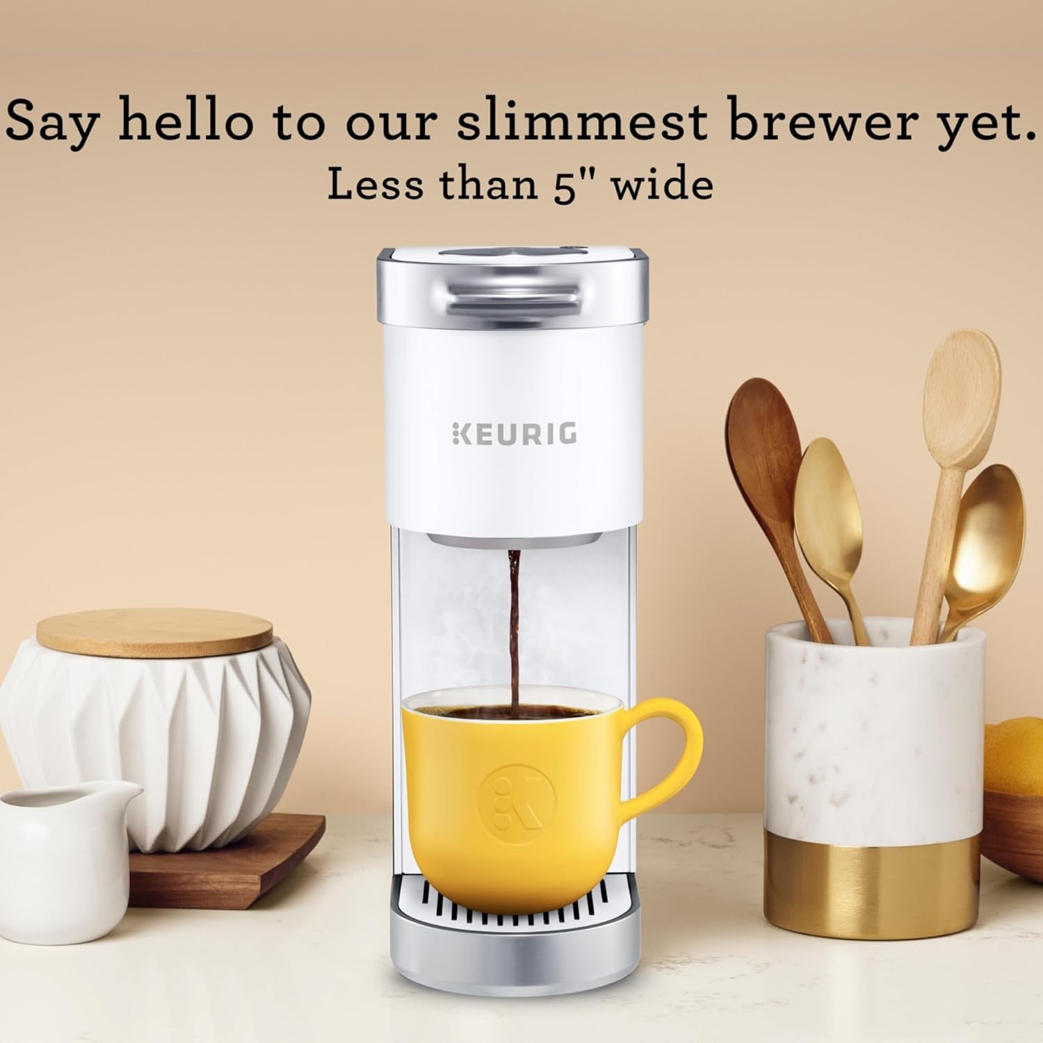 image:imageKeurig KMini Plus Single Serve KCup Pod Coffee Maker with 6 to 12oz Brew Size Stores up to 9 KCup Pods Travel Mug Friendly Cardinal RedWhite