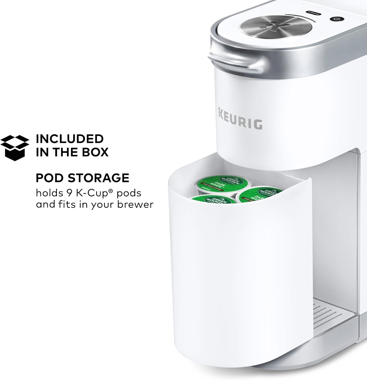 image:imageKeurig KMini Plus Single Serve KCup Pod Coffee Maker with 6 to 12oz Brew Size Stores up to 9 KCup Pods Travel Mug Friendly Cardinal RedWhite