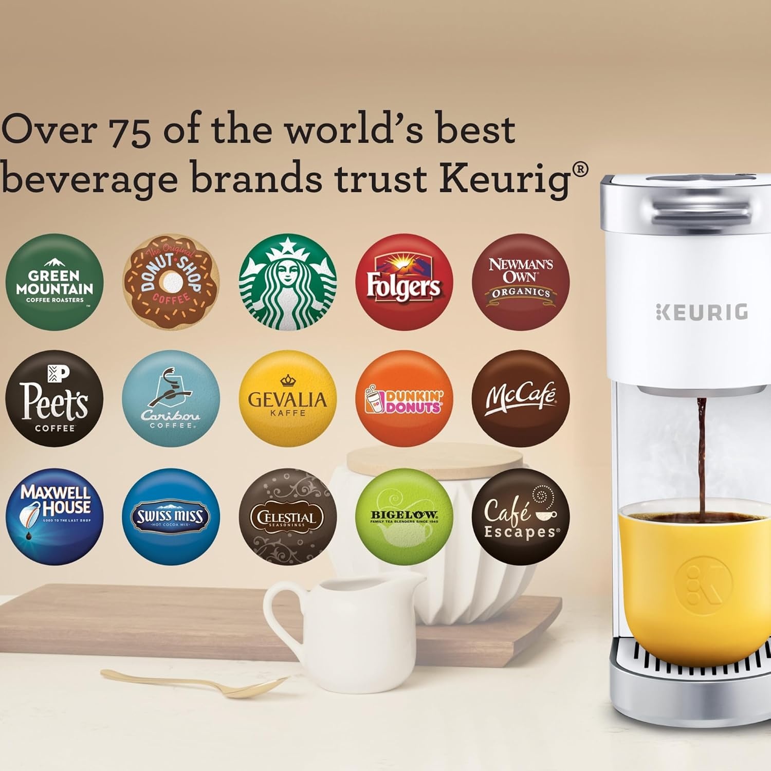 image:imageKeurig KMini Plus Single Serve KCup Pod Coffee Maker with 6 to 12oz Brew Size Stores up to 9 KCup Pods Travel Mug Friendly Cardinal RedWhite