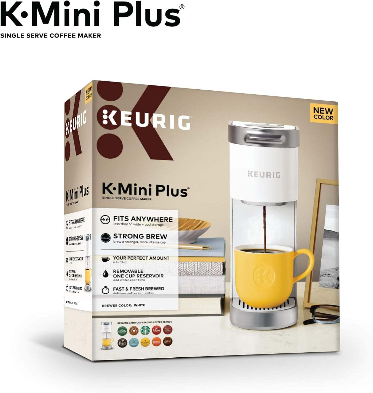 image:imageKeurig KMini Plus Single Serve KCup Pod Coffee Maker with 6 to 12oz Brew Size Stores up to 9 KCup Pods Travel Mug Friendly Cardinal RedWhite