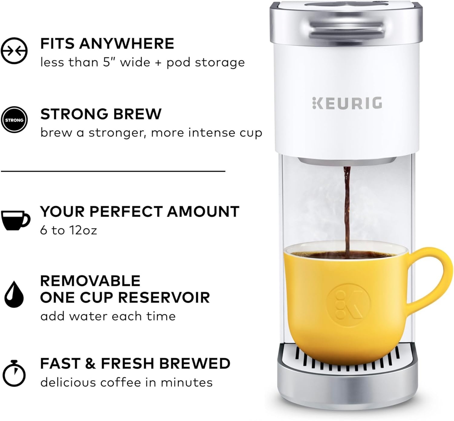image:imageKeurig KMini Plus Single Serve KCup Pod Coffee Maker with 6 to 12oz Brew Size Stores up to 9 KCup Pods Travel Mug Friendly Cardinal RedWhite