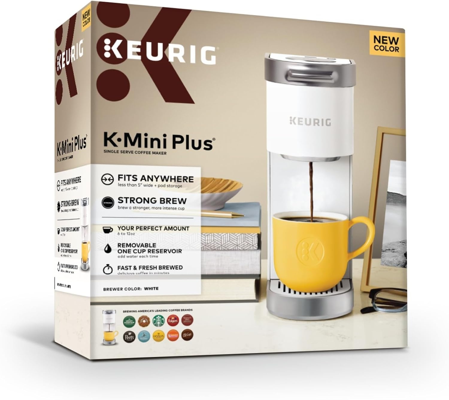 image:imageKeurig KMini Plus Single Serve KCup Pod Coffee Maker with 6 to 12oz Brew Size Stores up to 9 KCup Pods Travel Mug Friendly Cardinal RedWhite