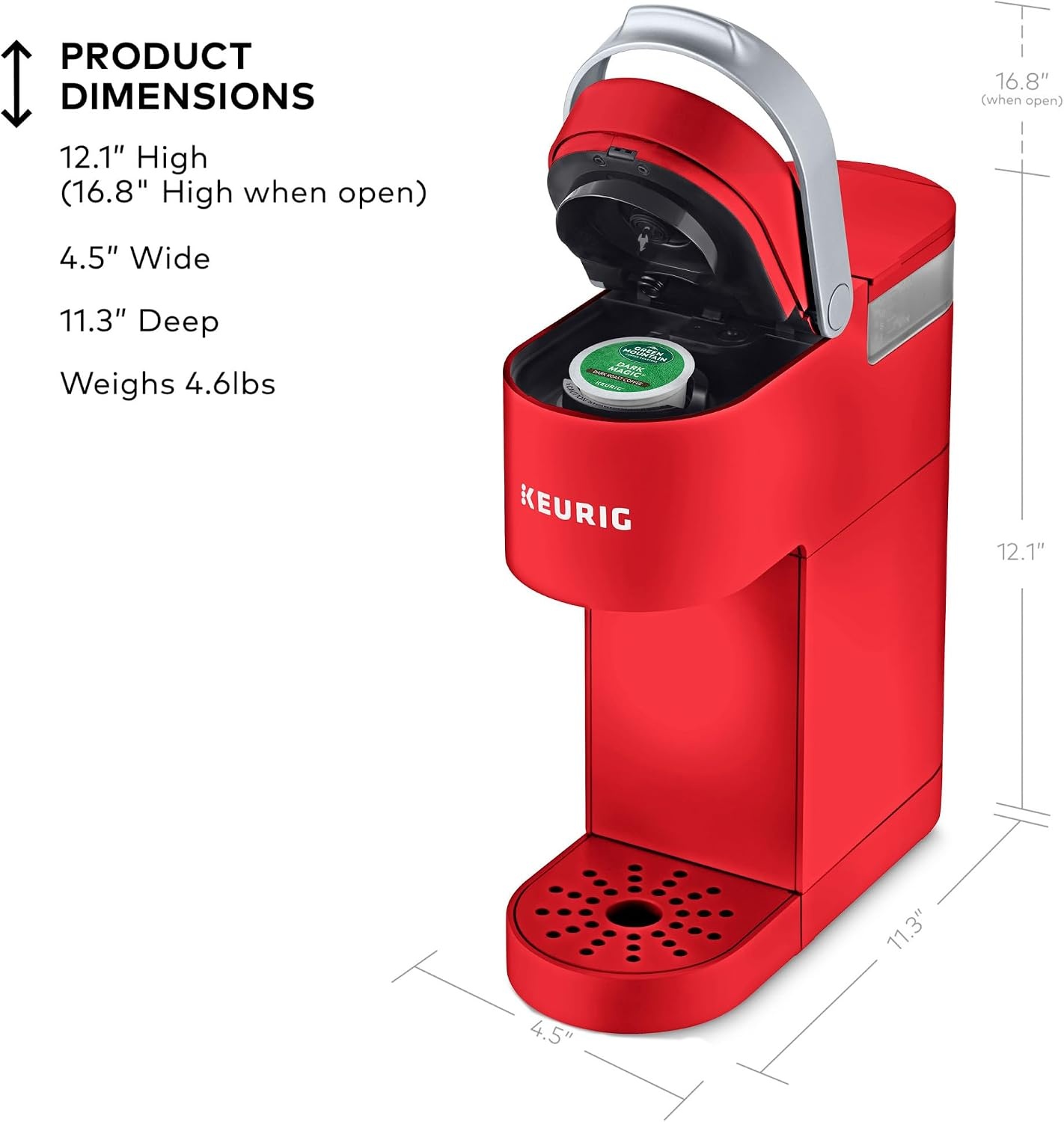 image:imageKeurig KMini Single Serve KCup Pod Coffee Maker 6 to 12oz Brew size with Cord Storage Perfect for Small Spaces Poppy Red