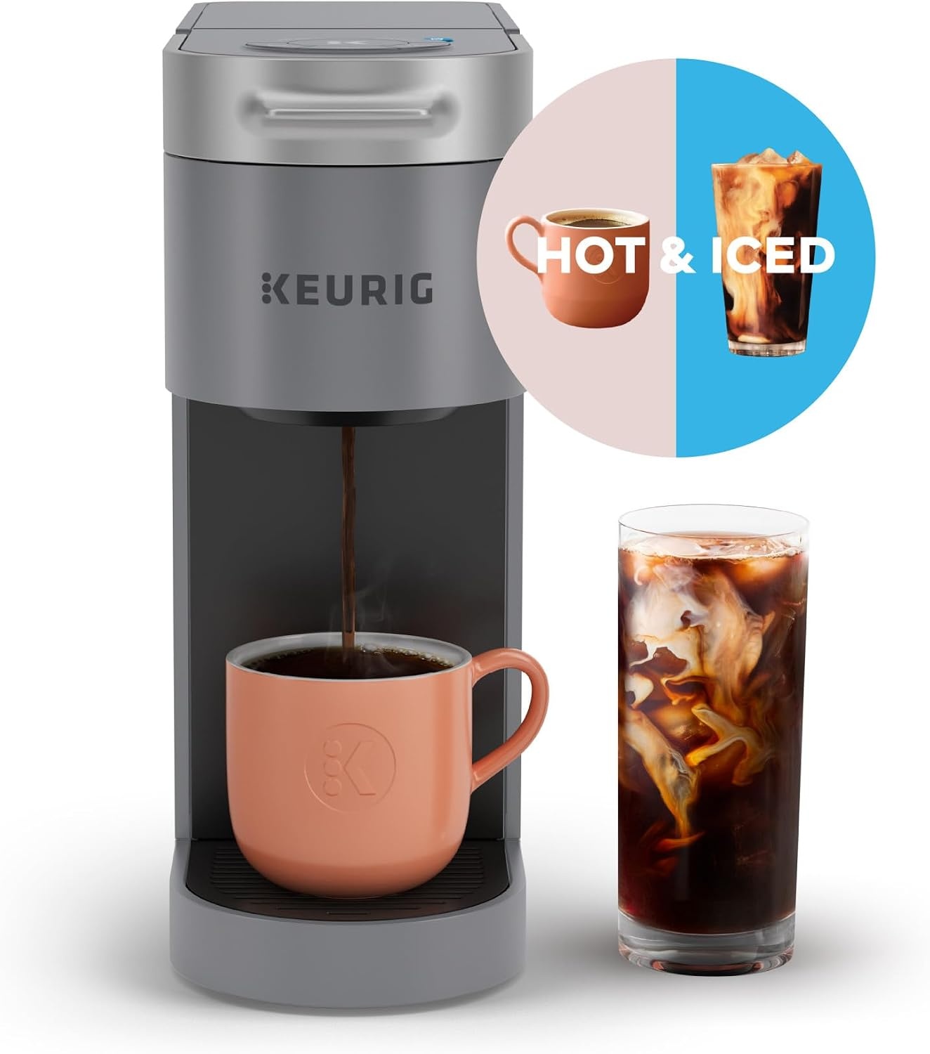 image:imageKeurig KSlim ICED Single Serve Coffee Maker Hot and Cold Coffee Capabilities Brews 8 to 12oz Cups 46oz Removable Reservoir Gray