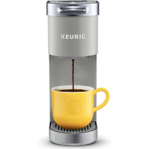 Keurig K-Mini Plus Single Serve K-Cup Pod Coffee Maker, with 6 to 12oz Brew Size, Stores up to 9 K-Cup Pods, Travel Mug Friendly, Cardinal Red(Studio Gray)
